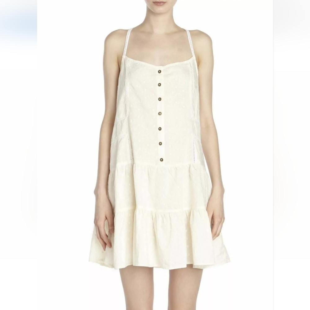 Current Elliott TheFlorence Cotton Dress in Dirty White Sundress Summer Cover up